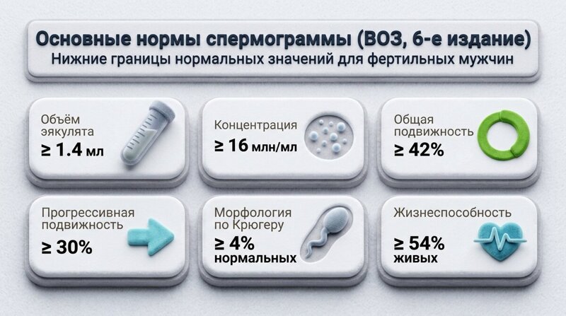 Расшифровка спермограммы: таблица норм ВОЗ